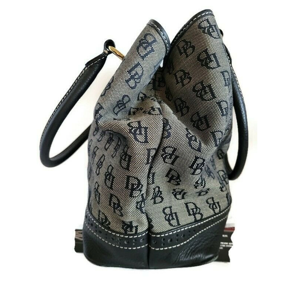 Dooney and Bourke Gray with Blue DB Logo Fabric Handbag - Picture 5 of 9